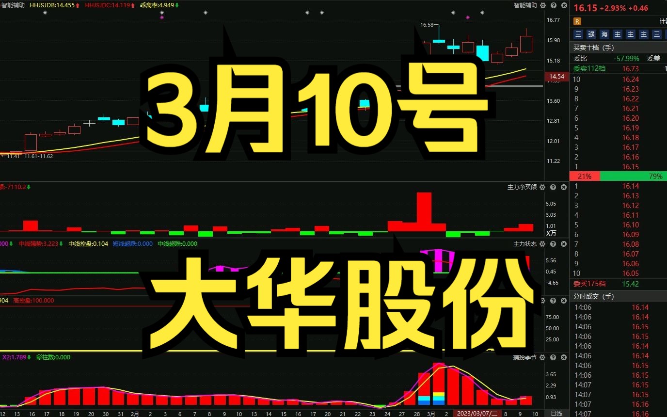 3月10号大华股份:主力资金最新分析,如何判断低吸信号呢?哔哩哔哩bilibili