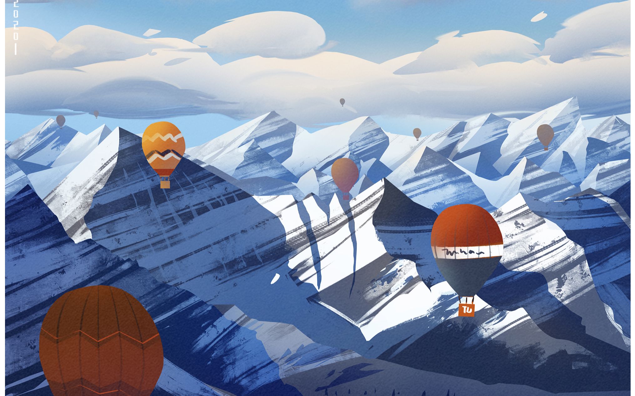 【ps速涂】速涂课程第一课的雪山示范2