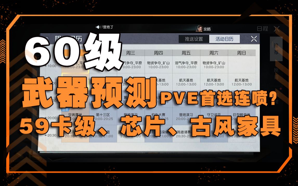 [图]59卡级，60武器预测/PVE首选连喷？芯片、打磨平民玩家雪上加霜！本周古风家具上线【黎明觉醒：生机】