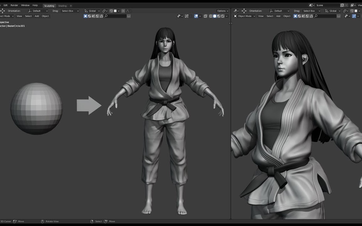 Blender穿空手道服装的人物雕刻建模教程哔哩哔哩bilibili
