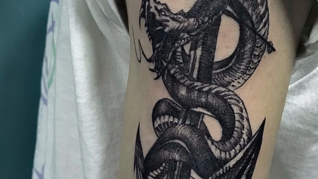 今日纹身作品一一大蟒蛇