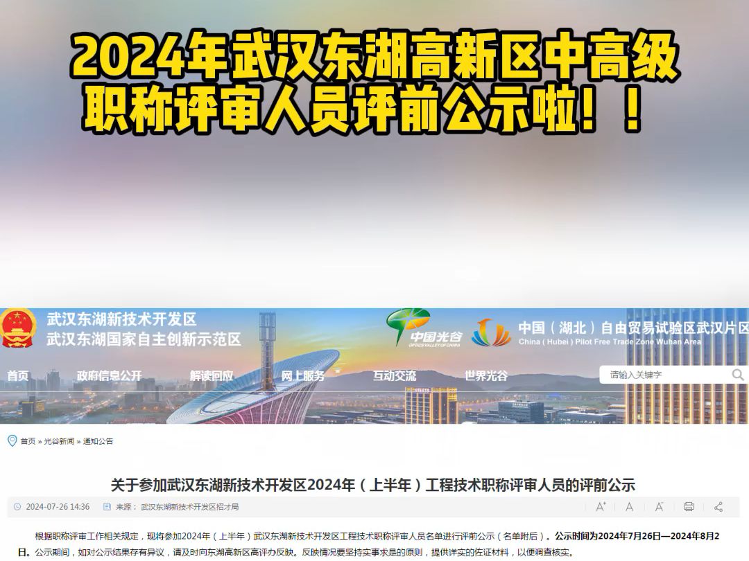 2024年武汉东湖高新区中高级职称评审人员评前公示啦!!哔哩哔哩bilibili