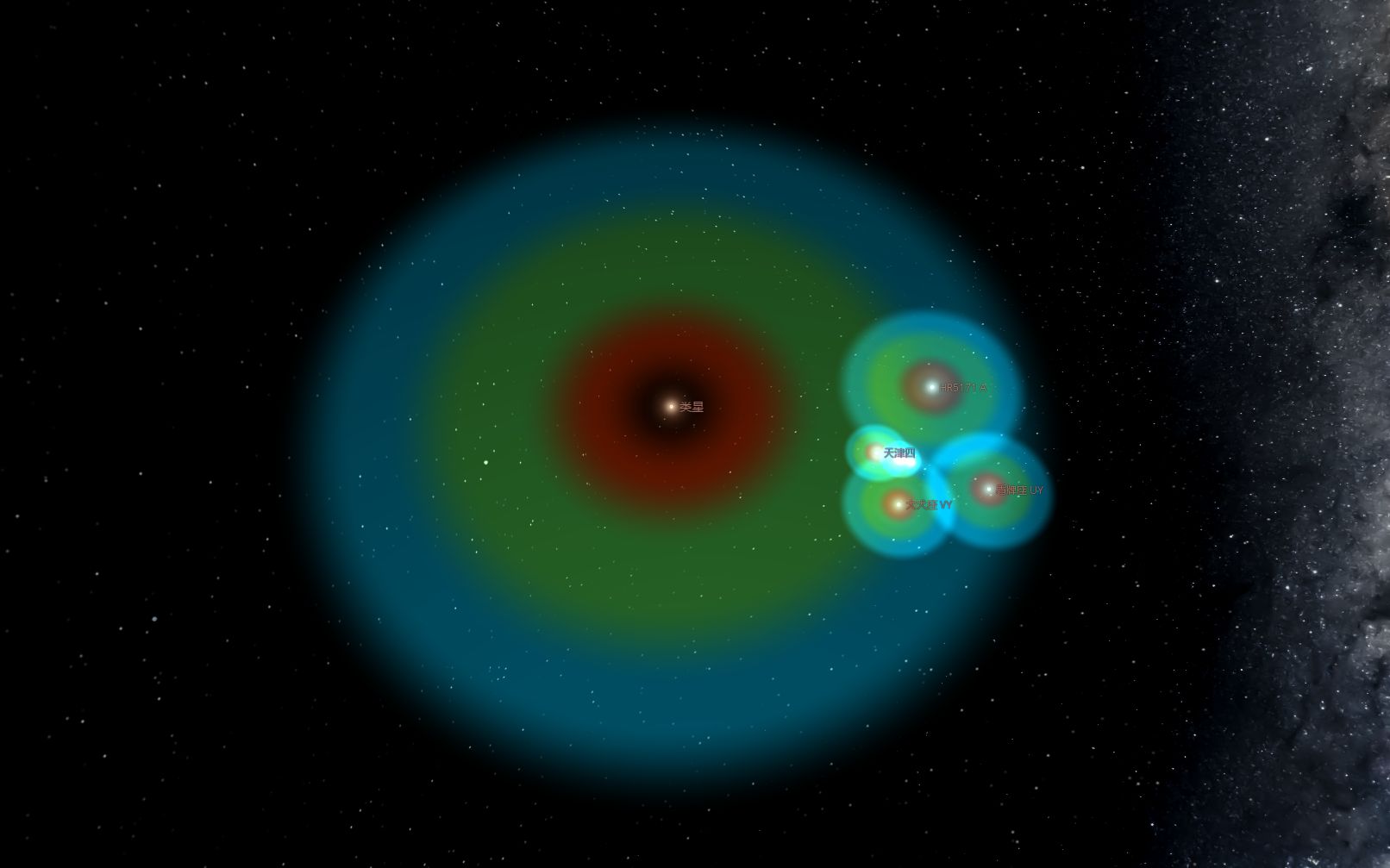 [图]（宇宙沙盘2）来看看一些超大型恒星的宜居带，把地球放上去看看