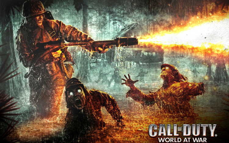 使命召唤5僵尸模式死亡沼泽单人74波