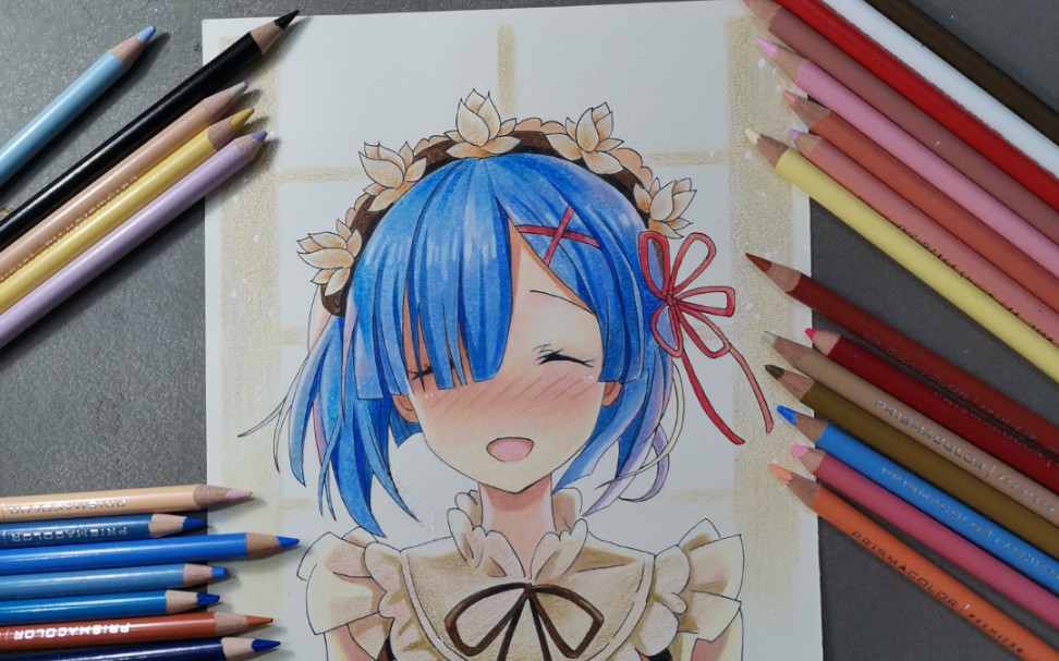 用彩铅画一只蕾姆