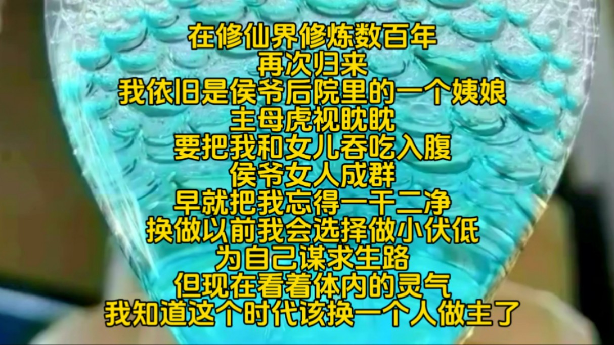 在修仙界修炼数百年,再次归来我依旧是侯爷后院里的一个姨娘,主母虎视眈眈要把我和女儿吞吃入腹,侯爷女人成群早就把我忘得一干二净哔哩哔哩bilibili