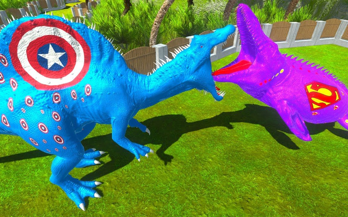 美国队长棘龙 vs 超人沧龙 - 动物起义战斗模拟器arbs