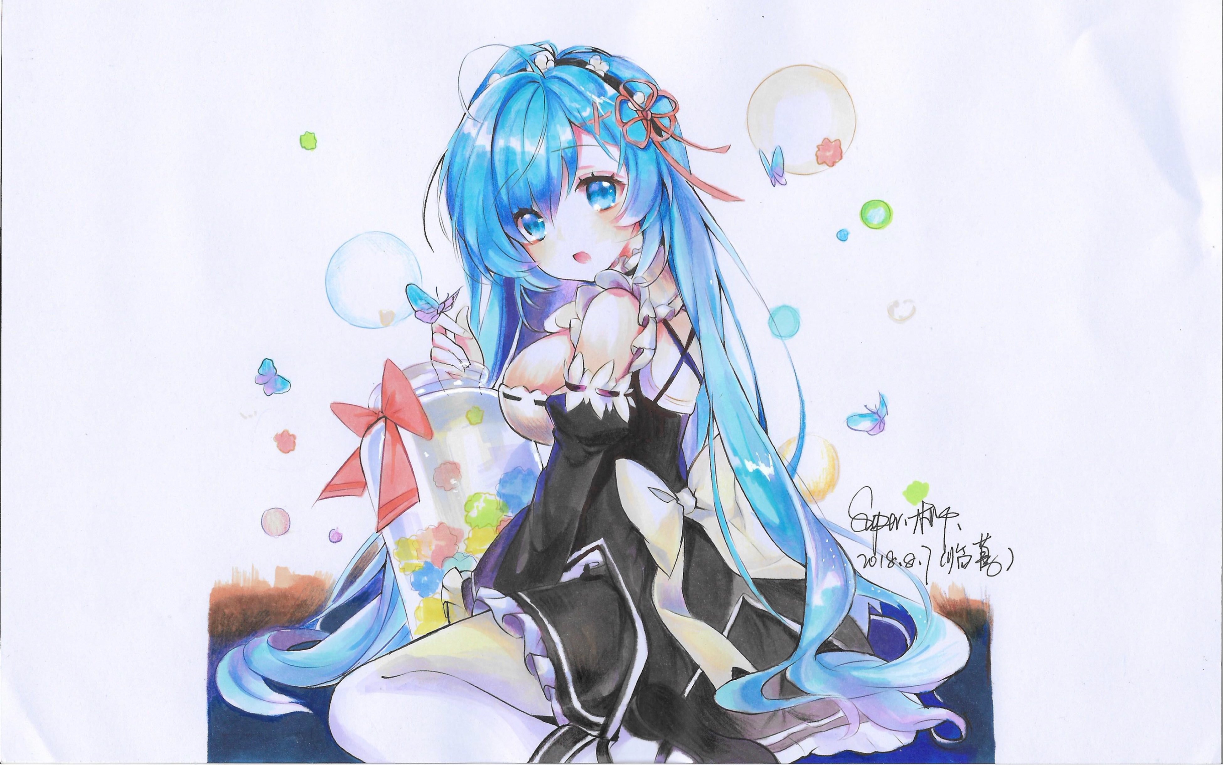 临摹蕾姆蓝紫色渐变长发嫁你可好