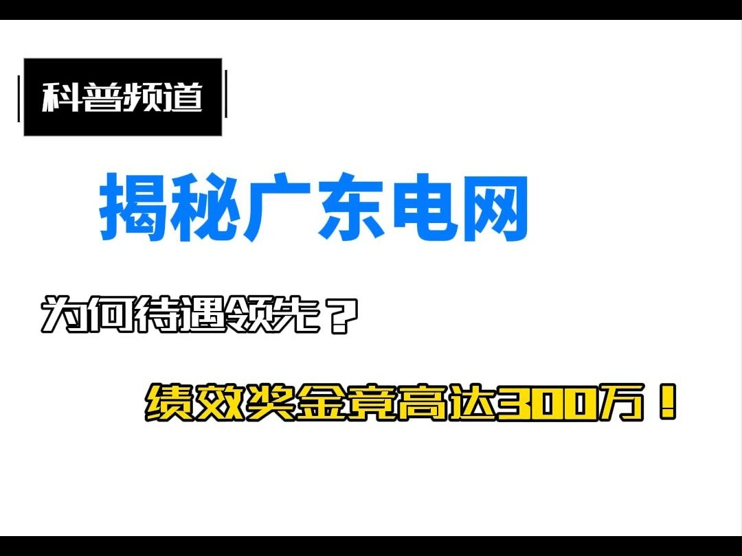 揭秘广东电网:为何待遇领先?绩效奖金竟高达300万!哔哩哔哩bilibili