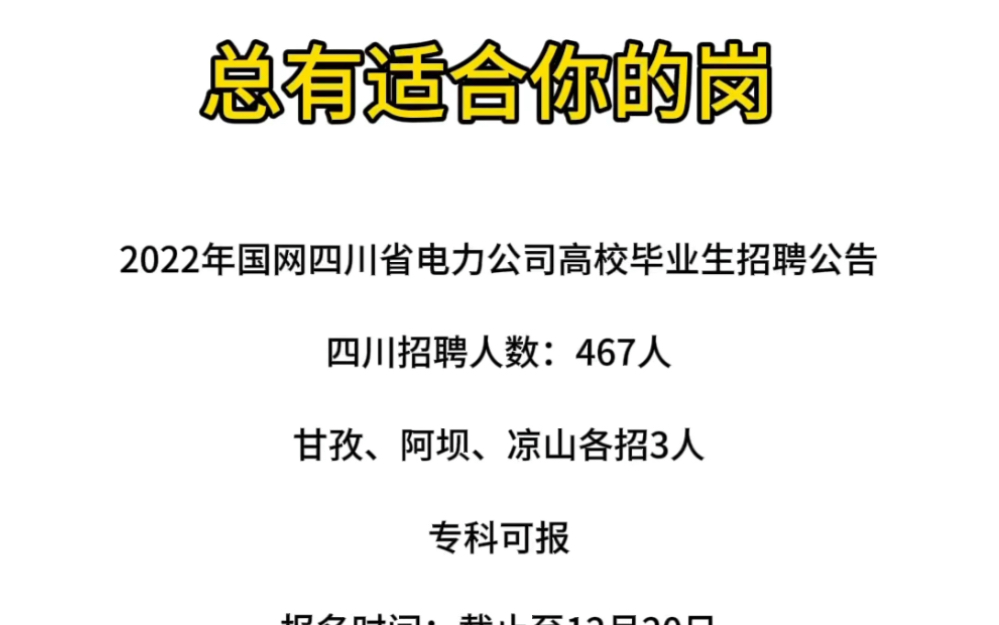 2022年国家电网招聘公告来啦!其中四川电网招聘:467人!专科可报!福利待遇特别好!哔哩哔哩bilibili