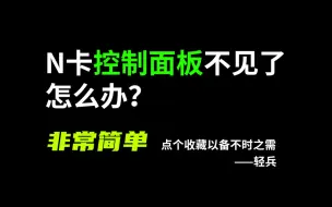 用了下DDU，N卡控制面板搞没了！怎么办？思路清晰，建议收藏！【轻兵】