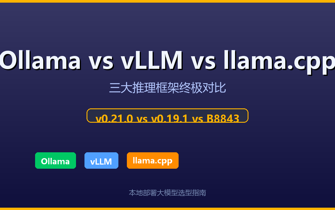 Ollama vs vLLM vs llama.cpp终极对比!本地部署大模型到底该选谁?2026最新版