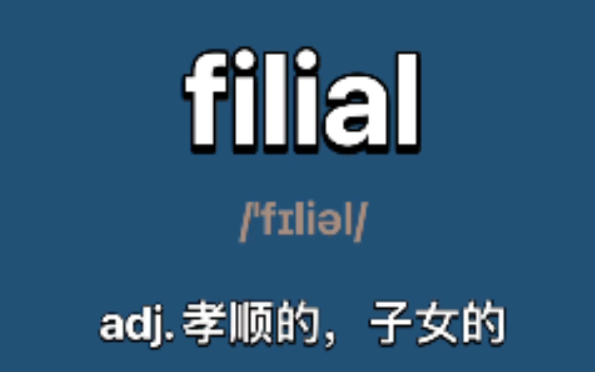 filial:adj. 孝顺的,子女的哔哩哔哩bilibili