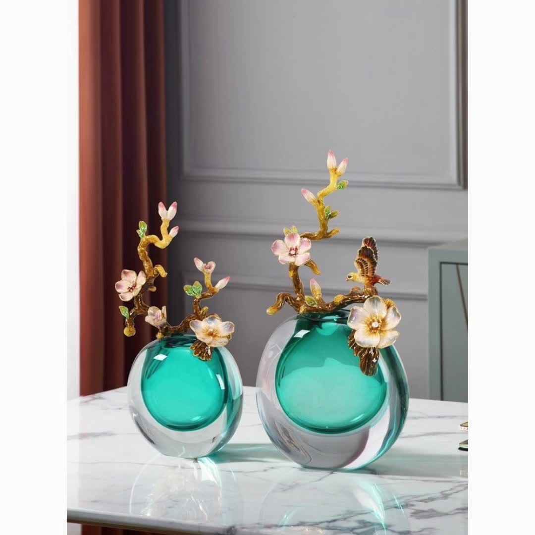 【75元券】玻璃花瓶摆件客厅桌面珐琅彩装饰摆设手工创意家居酒柜艺术
