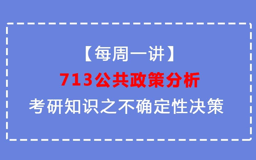 山财考研论坛【每周一讲】山东财经大学713公共政策分析考研知识之不确定性决策哔哩哔哩bilibili