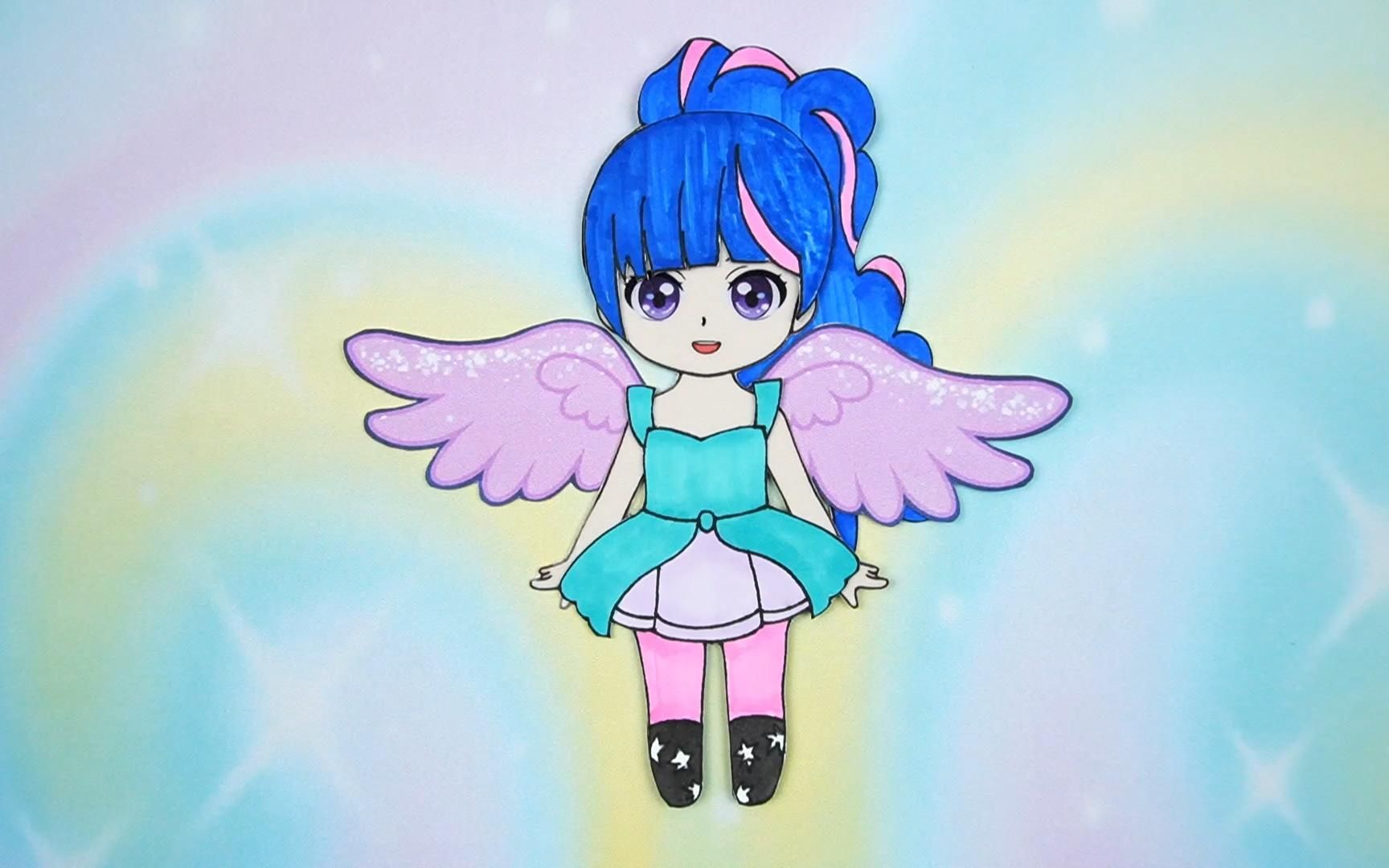 小马女孩紫悦受伤了,自制紫悦天使纸娃娃装