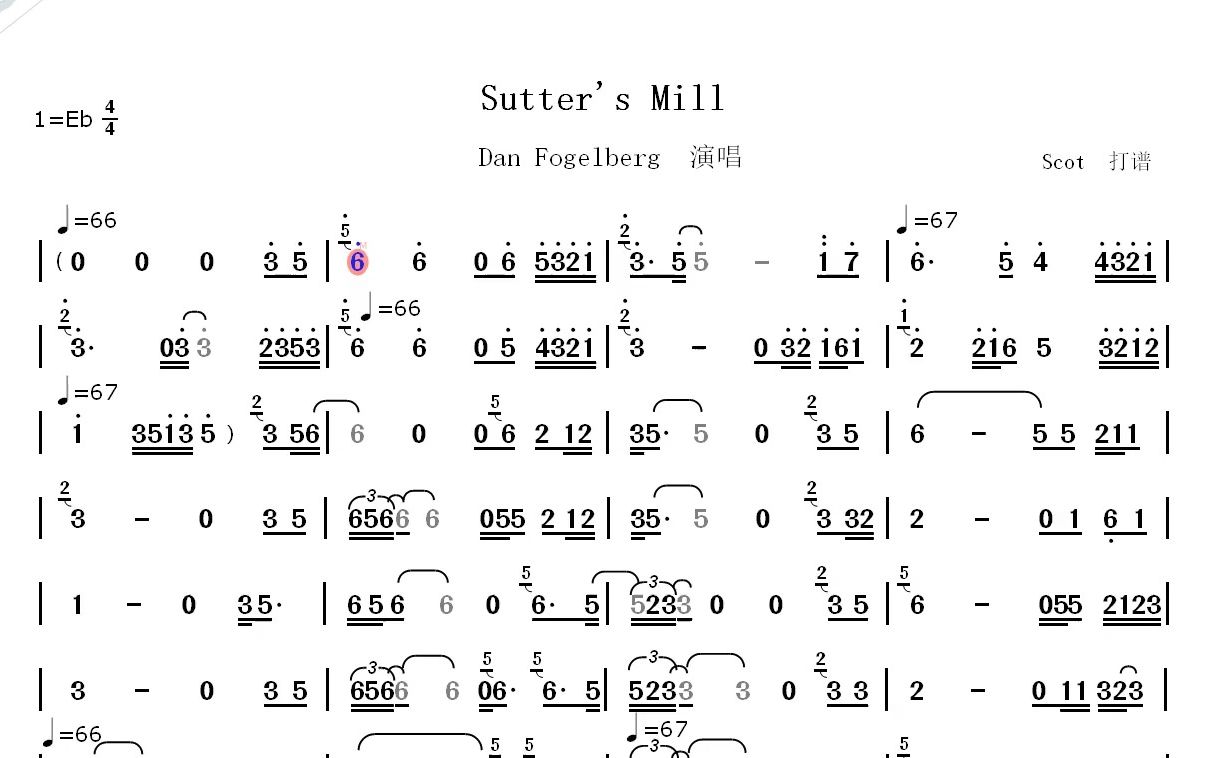 Sutter's Mill  Dan Fogelberg演唱动态简谱哔哩哔哩bilibili