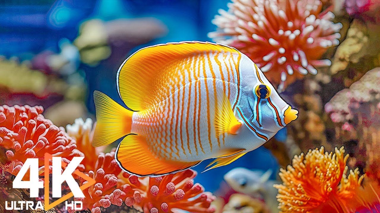 水族馆 4k 视频(超高清) 美丽的珊瑚礁 