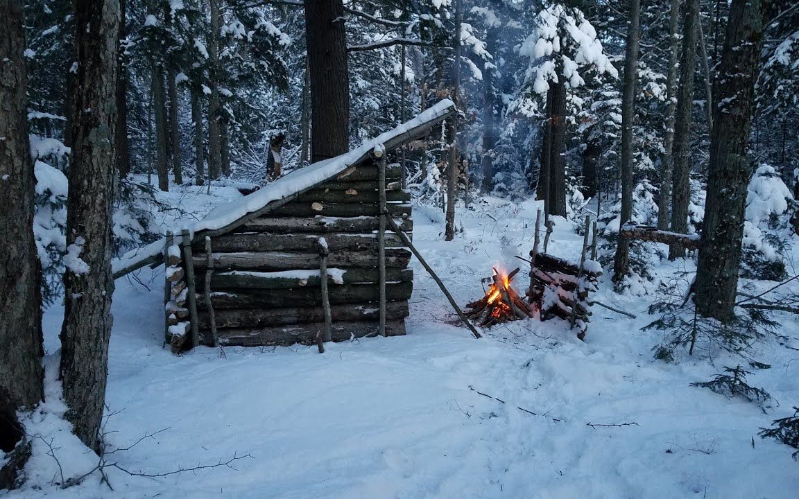 寒冬三日露营 暴风雪中的原始庇护所 纯自然音