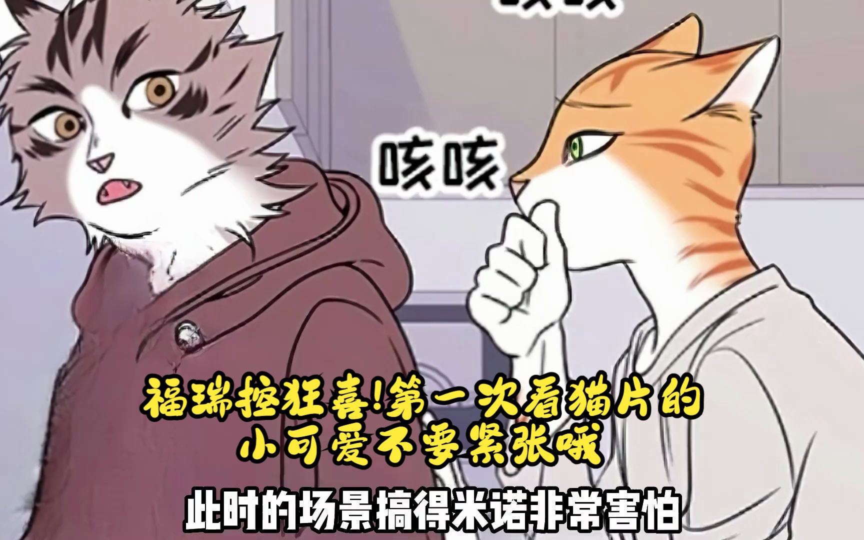 双男主漫画:福瑞控狂喜!第一次看猫片的小可爱不要紧张哦