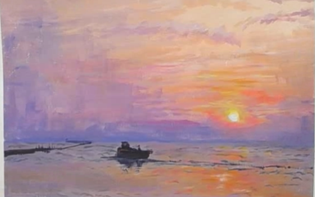 【水粉画】夏日海岸 看画友如何画出夕阳西下哔哩哔哩bilibili