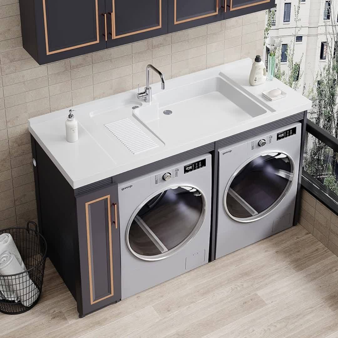 组合位洗衣柜台上盆滚筒洗衣机一体柜小户型组合位洗衣台伴侣阳台5605