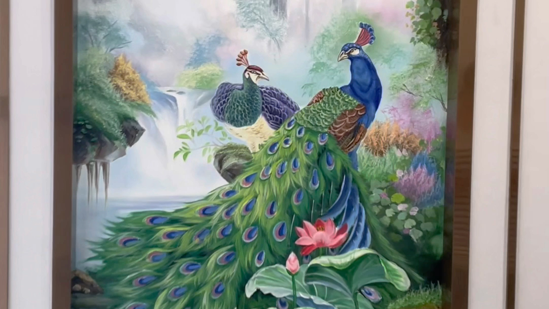 玄关孔雀浮雕壁画