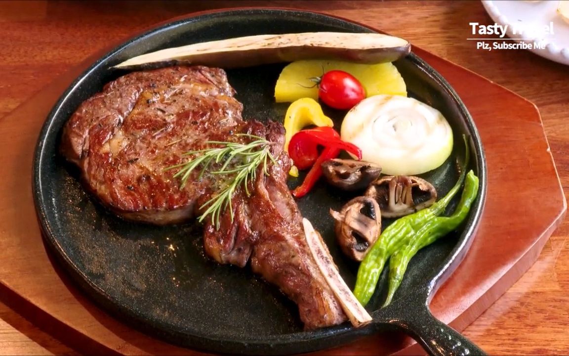 韩国街头美食:战斧牛排,丁骨牛排,沙朗牛排