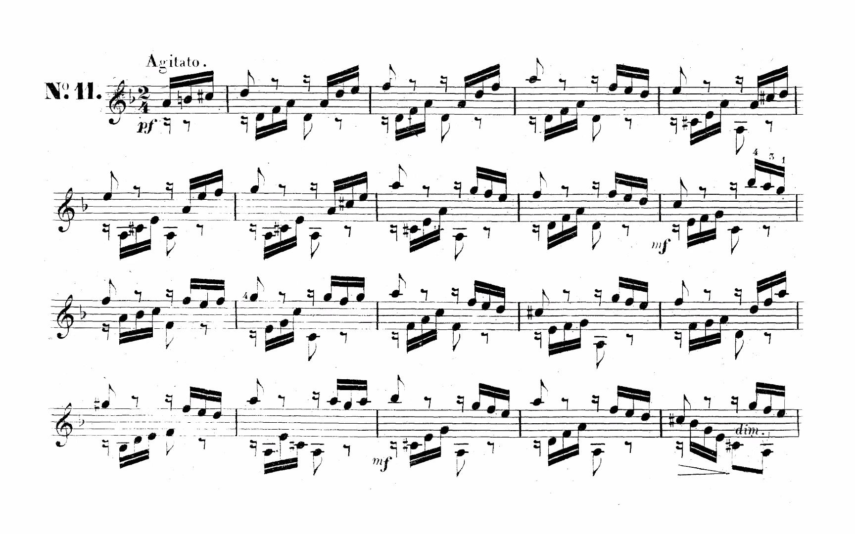 卡尔卡西 练习曲 no 11 op 60 古典吉他乐谱