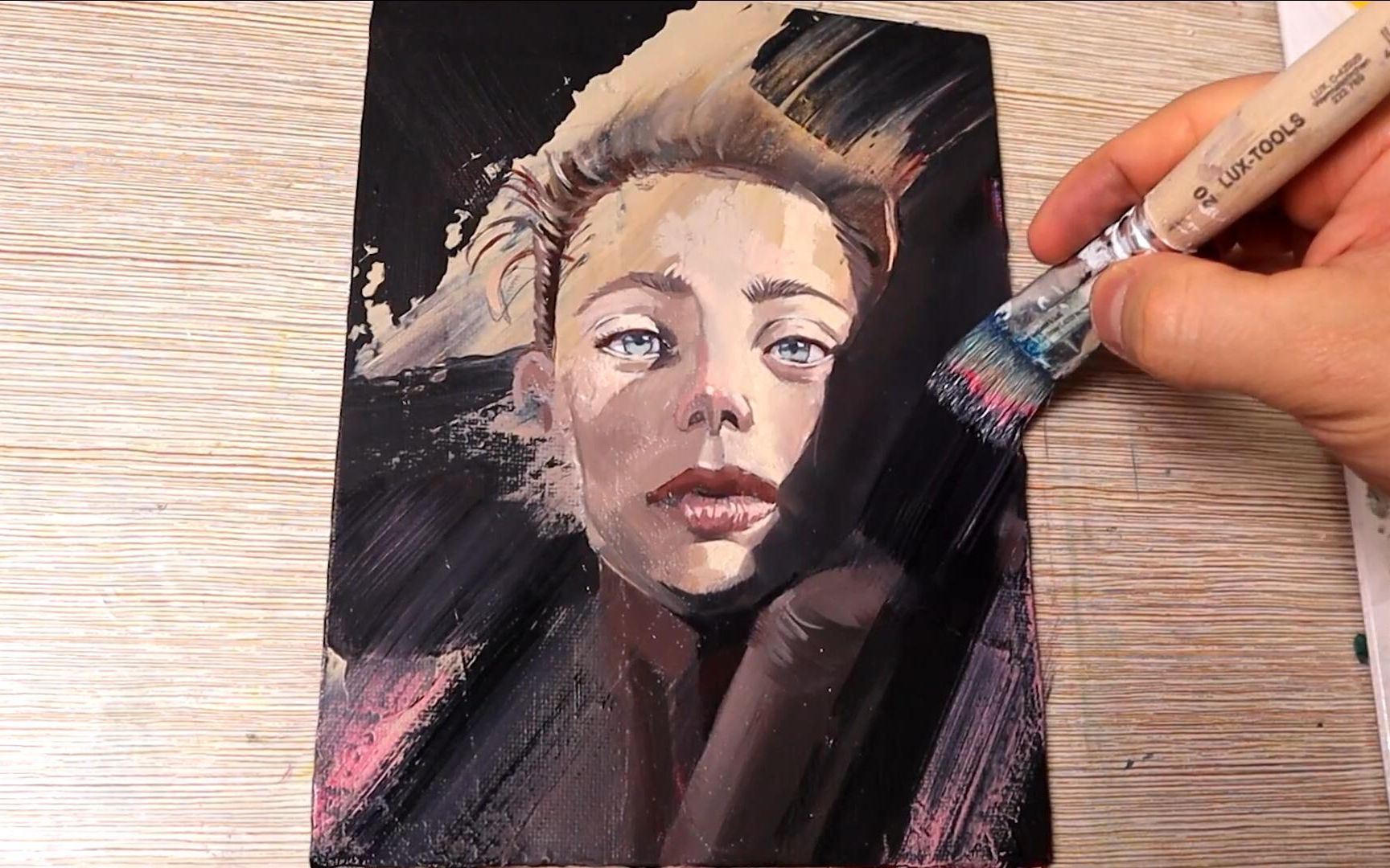 【丙烯画】【绘画教程】实验风格肖像画-experimental portrait art