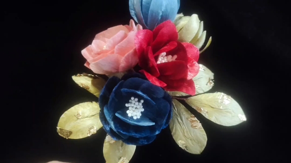 故宫款绢花,绒花制作