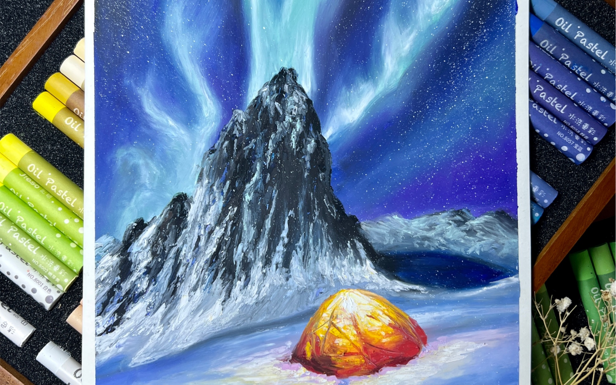 活动作品油画棒星空系列之极光下的梦