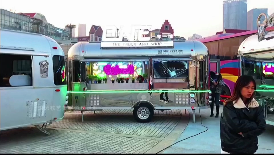 不锈钢镜面餐车,街景店车.