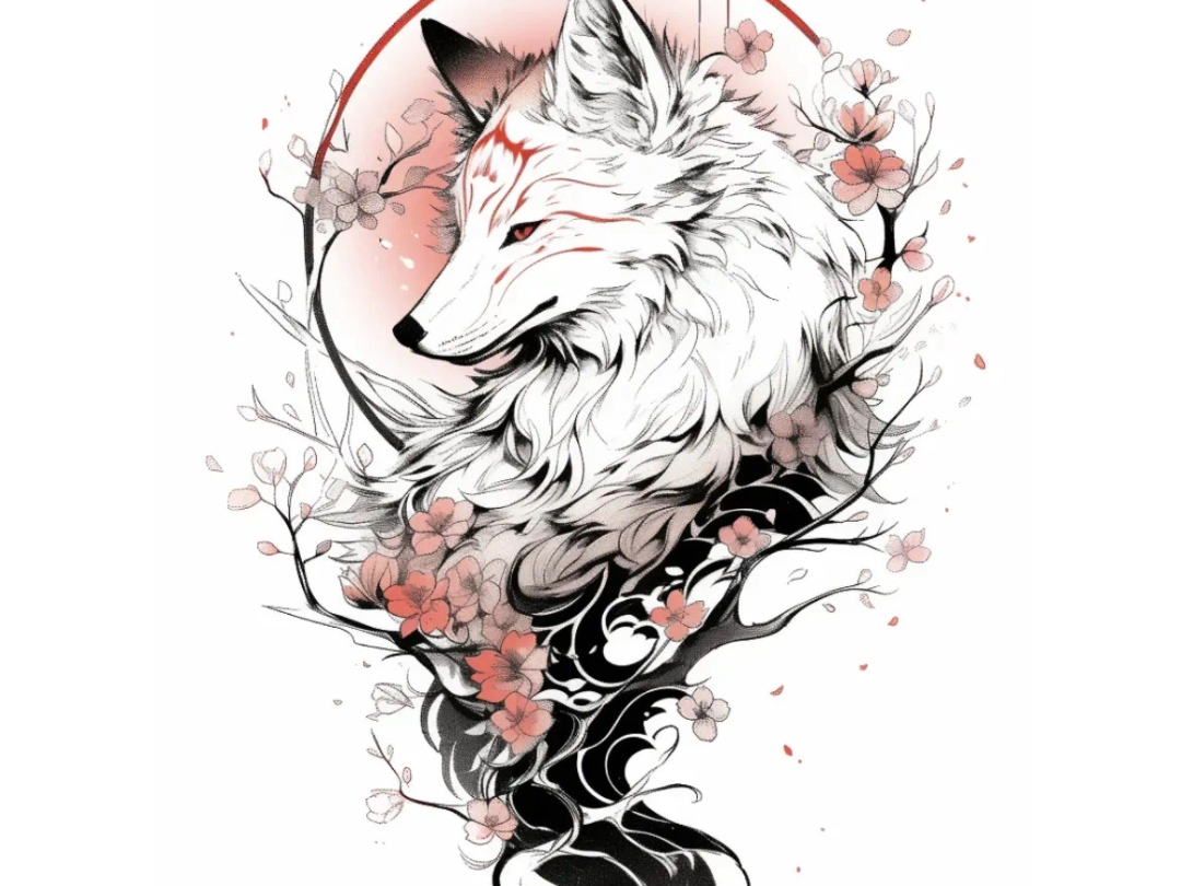 九尾狐纹身手稿