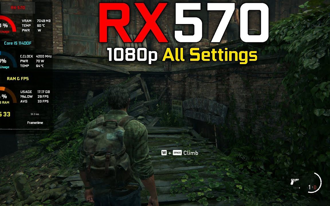 [图]最后生还者1重制版（PC)：RX 570 - 1080p 低中高画质+帧率测试