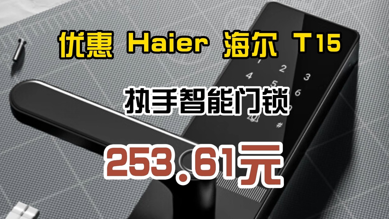 海尔(Haier)智能门锁密码锁入户门指纹锁防盗门锁门卡电子锁T15智能家居哔哩哔哩bilibili