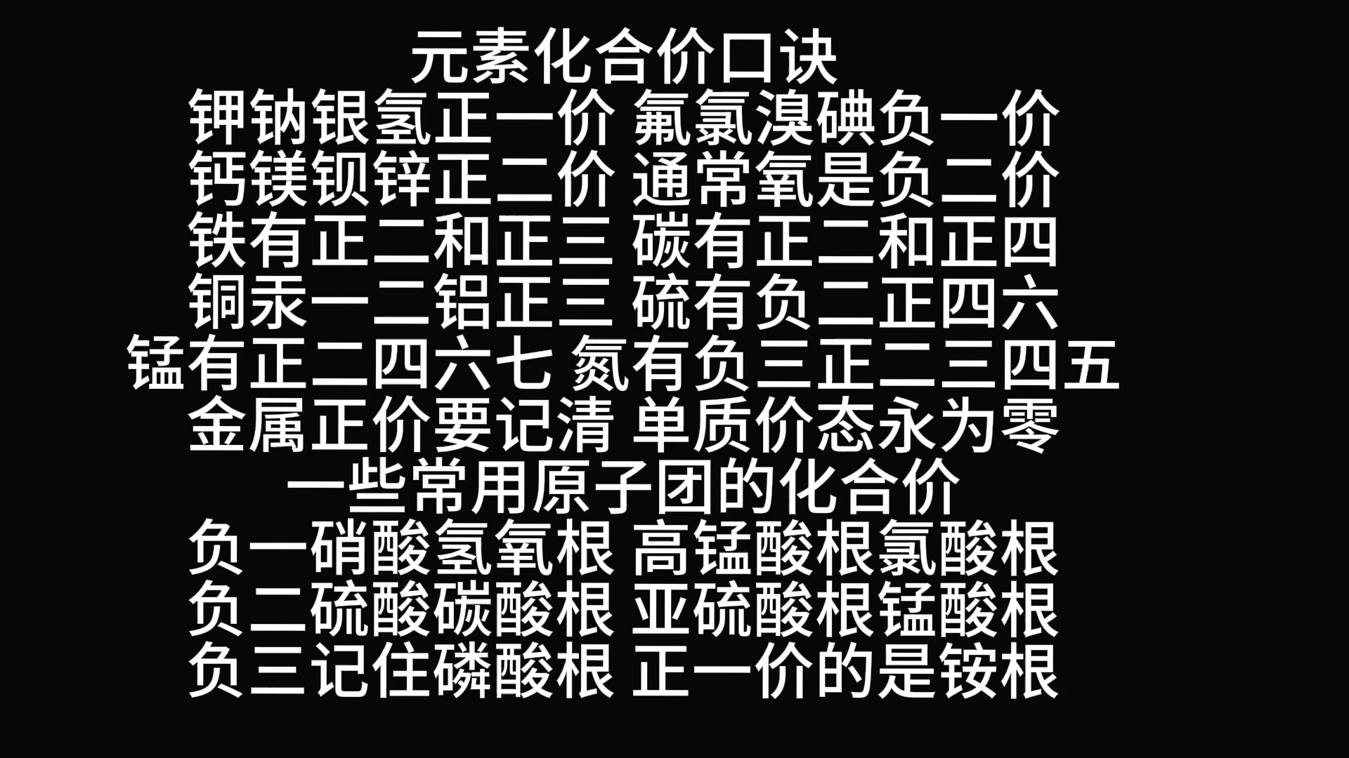 [自用]元素化合价口诀朗读哔哩哔哩bilibili