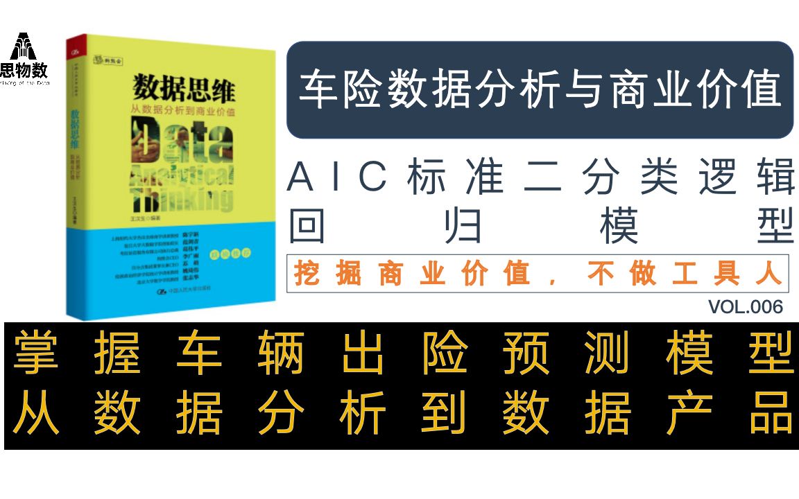 【思物数】数据分析与建模,汽车保险案例数据分析与商业价值,练习AIC标准逻辑回归模型哔哩哔哩bilibili