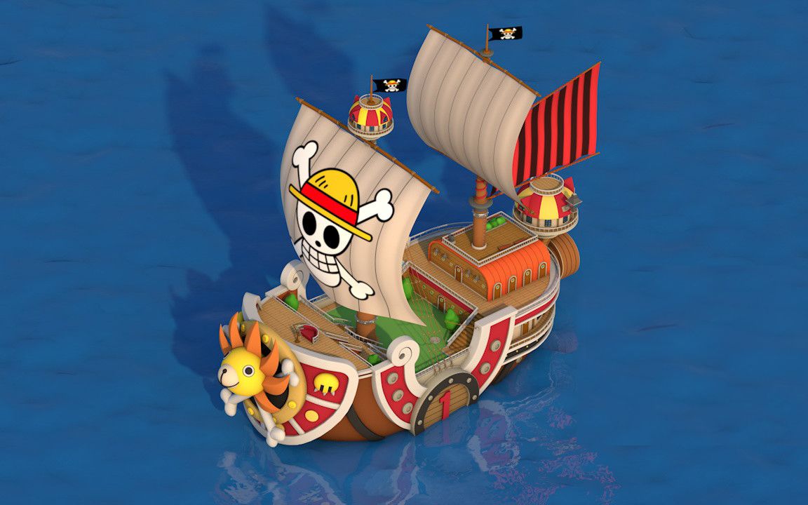 【3dmax道具】海贼王阳光梅丽号教学过程,需要的自取.