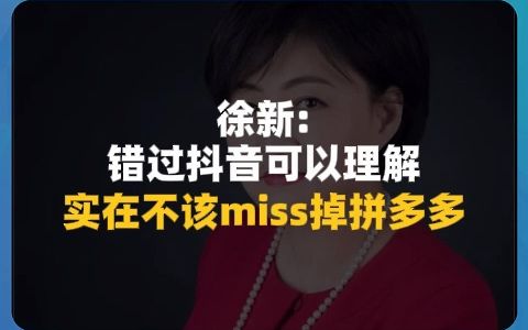 风投女王徐新:错过抖音可以理解,实在不该miss掉拼多多哔哩哔哩bilibili