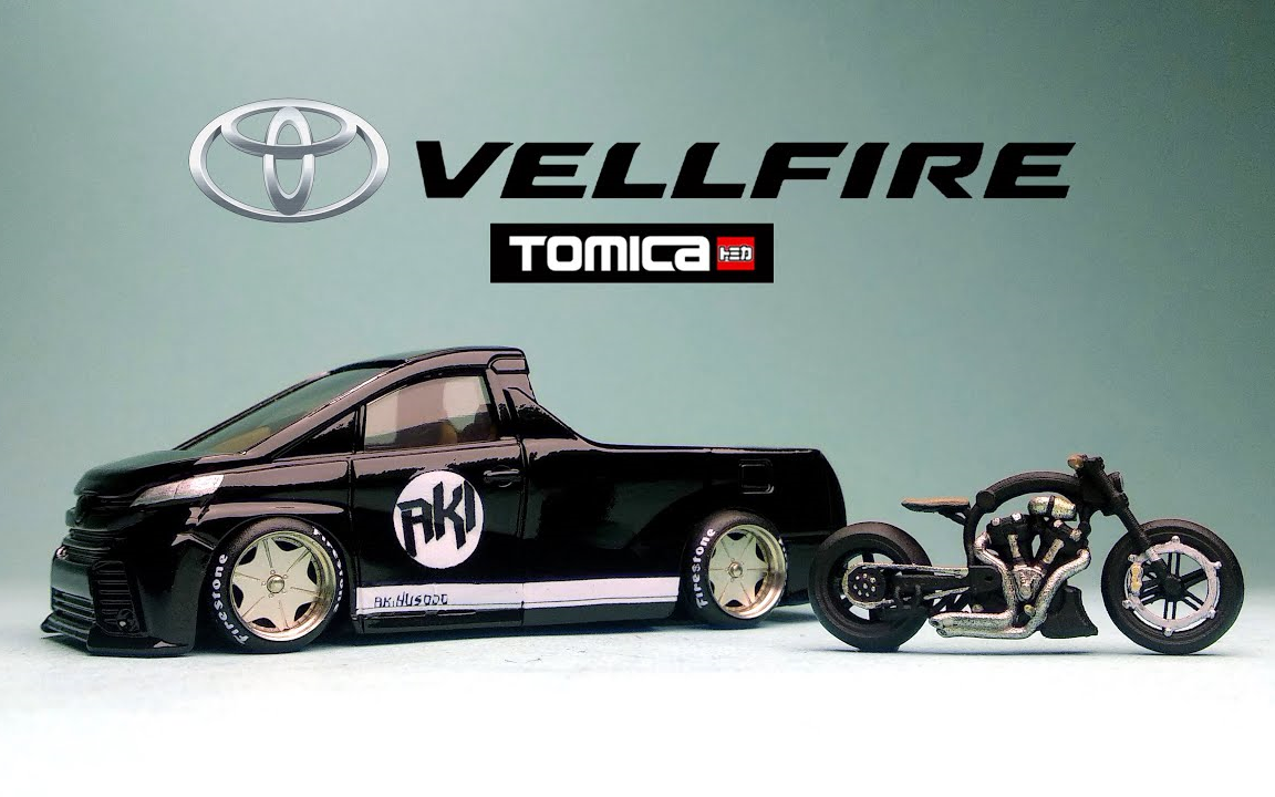 【aki husodo】改装多美卡 丰田威尔法运输车和摩托车-st3w13-jdp