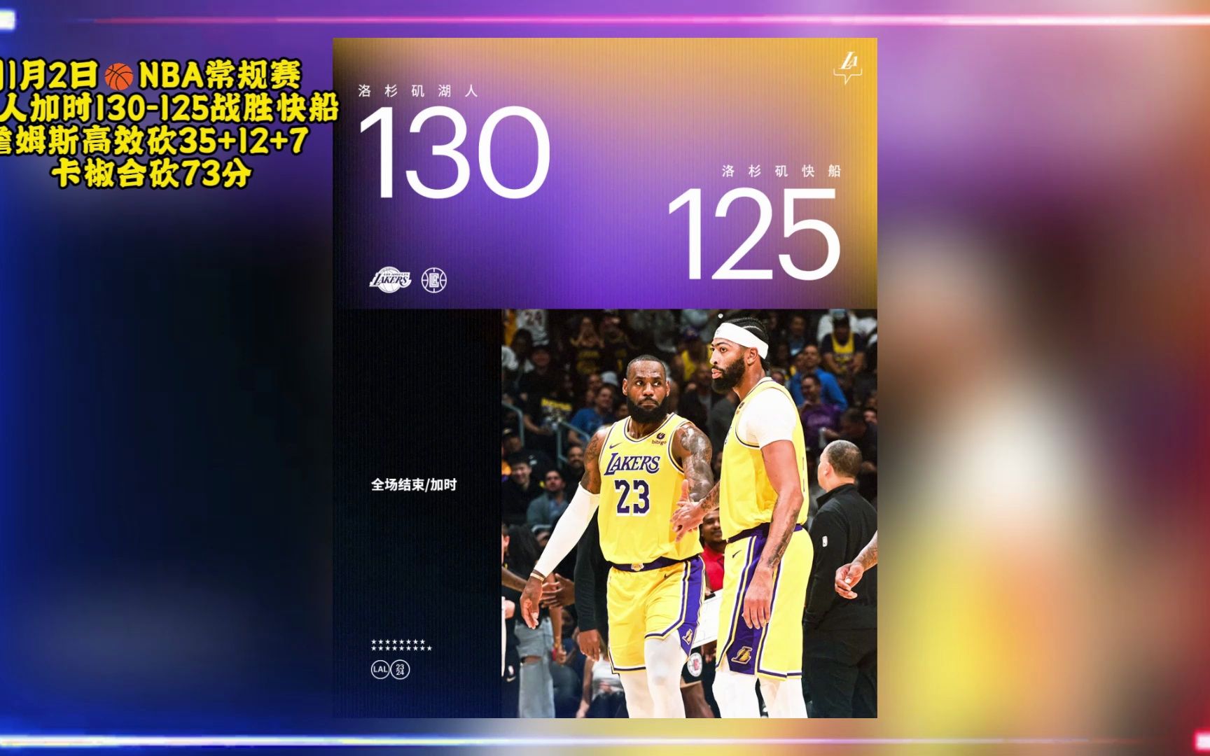 nba常规赛回放:湖人vs快船(全程中文)全场完整录像回放