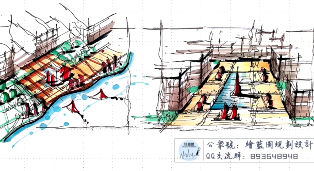 城乡规划快题景观节点效果图刻画哔哩哔哩bilibili