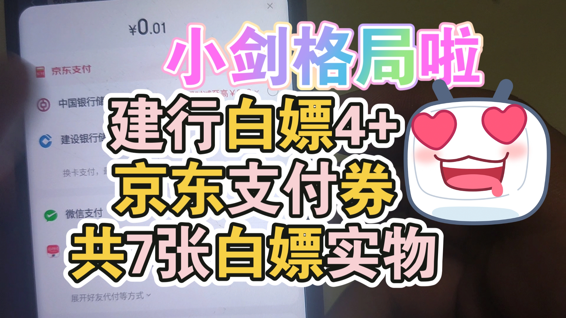 建行羊毛!白嫖4+1.5*6京东支付券可薅实物哔哩哔哩bilibili