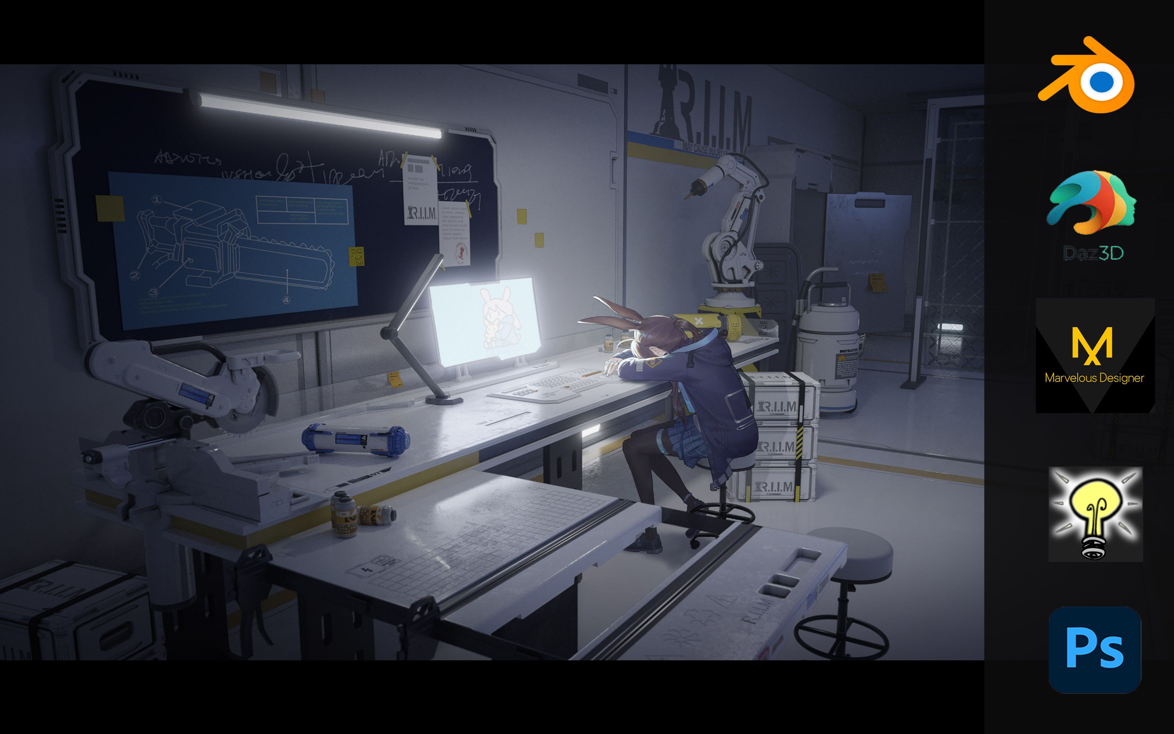 blender制作——还原罗德岛工作间 基建007日常