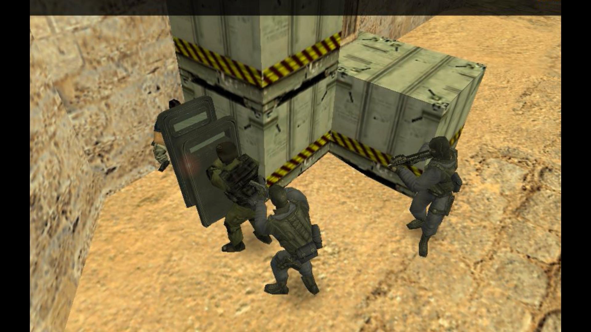 【cs1.6】沙漠2,2人对战10电脑的最阴险套路-抢盾牌下包