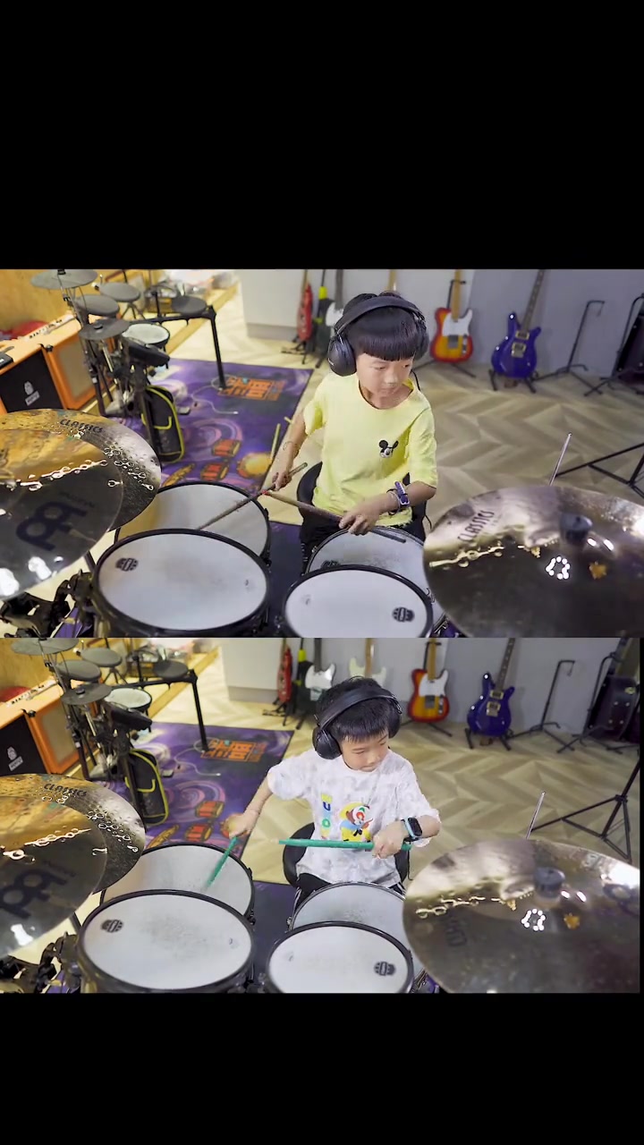 特斯河之赞cover杨锶雨袁鹏越架子鼓爵士鼓架子鼓小男孩一起