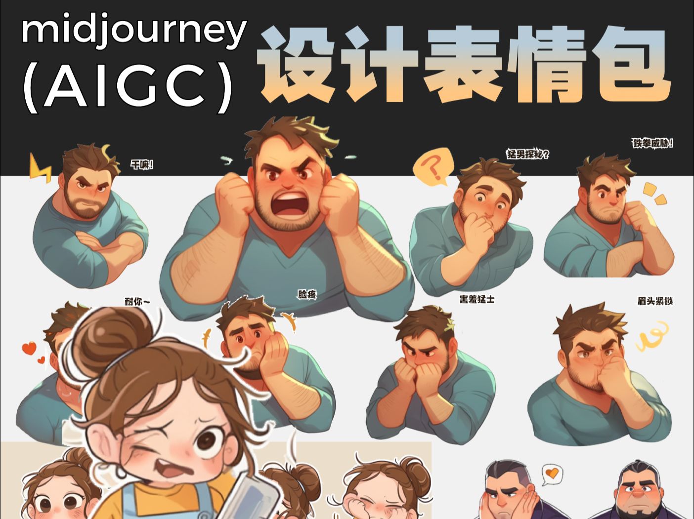 教你如何用midjourney 画表情包,5分钟一套,赚钱so easy!哔哩哔哩bilibili