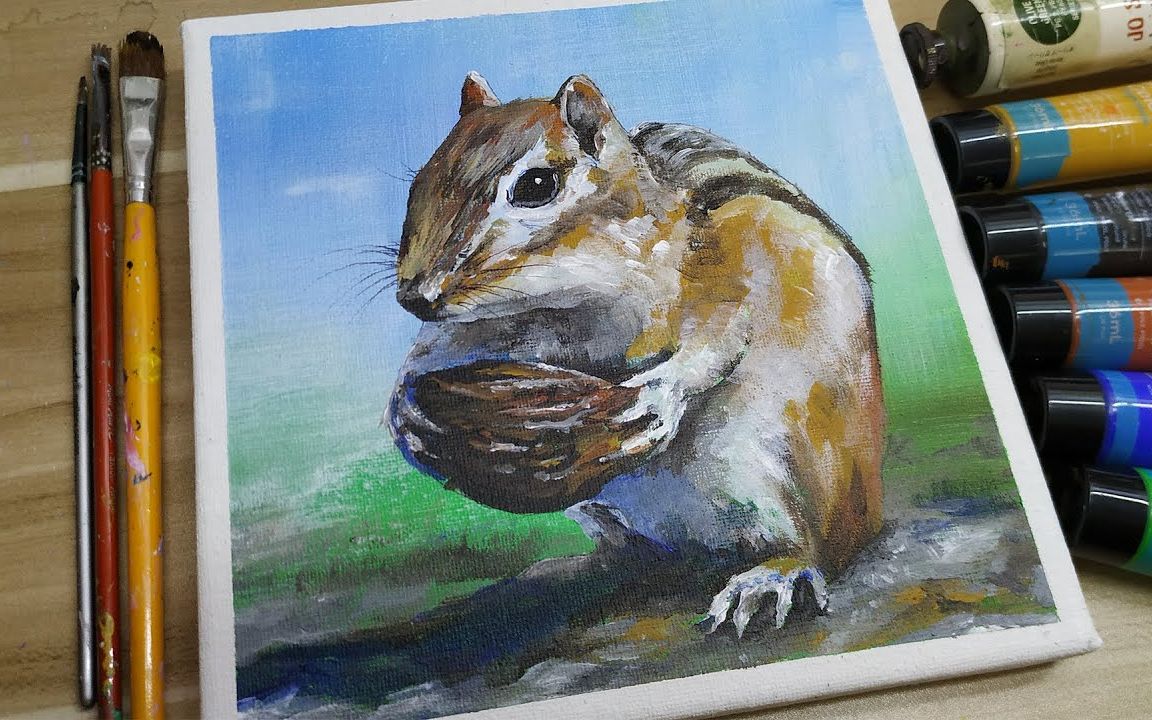 【丙烯画】【绘画教程】如何画松鼠- how to paint a squirrel