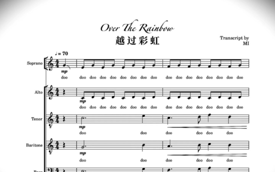 [图]【扒谱】Pentatonix：Harold Arlen《越过彩虹 Over the Rainbow》